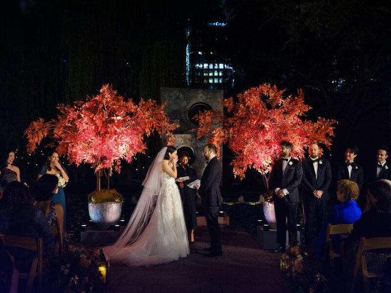 Intimate evening wedding at sunset in Dallas