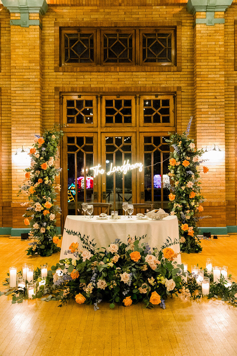 cafe brauer ceremony after dark head table