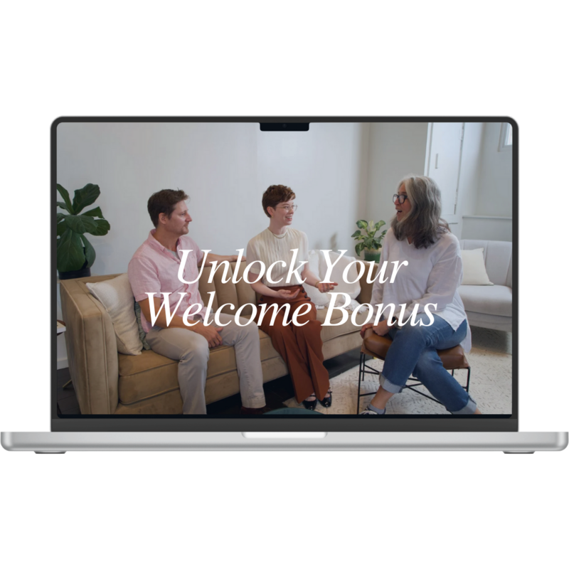 Promotional offer featuring an image of Ashley Laabs facilitating a workshop with B2B founders