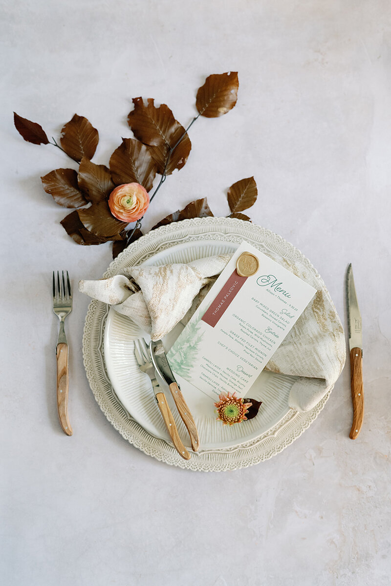 Fall Aspen Leaf Wedding Menu