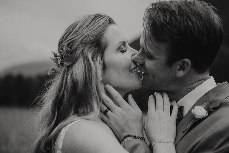 Bride and Groom about to give each other a kiss