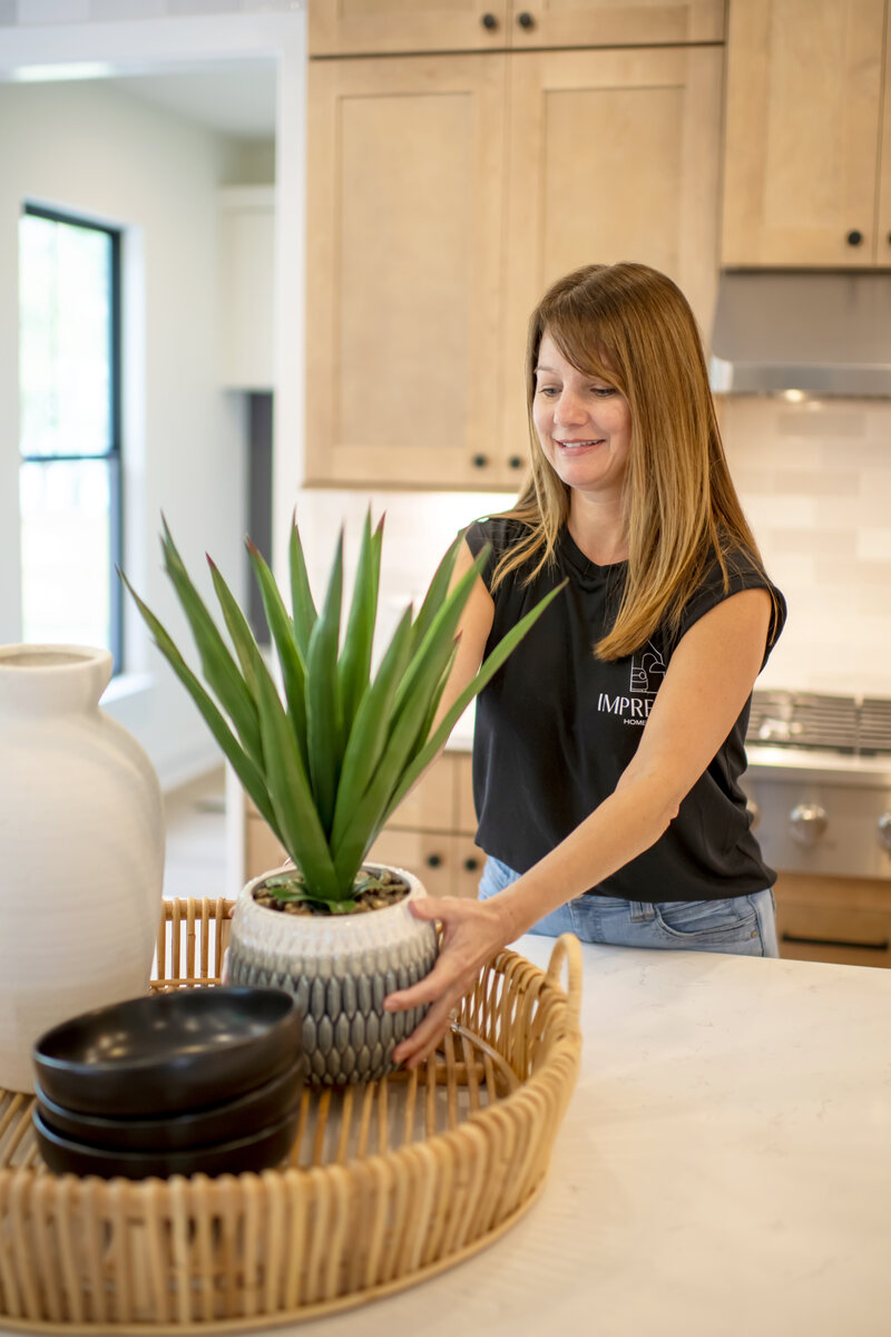 Staged living room with staging process
