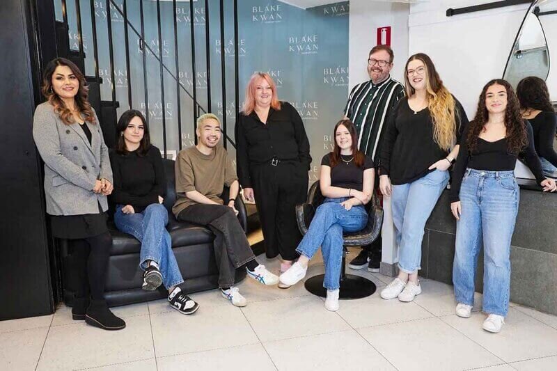 Hairdressing team at Blake & Kwan Sydney, featuring a contemporary salon setting and premium hair services.