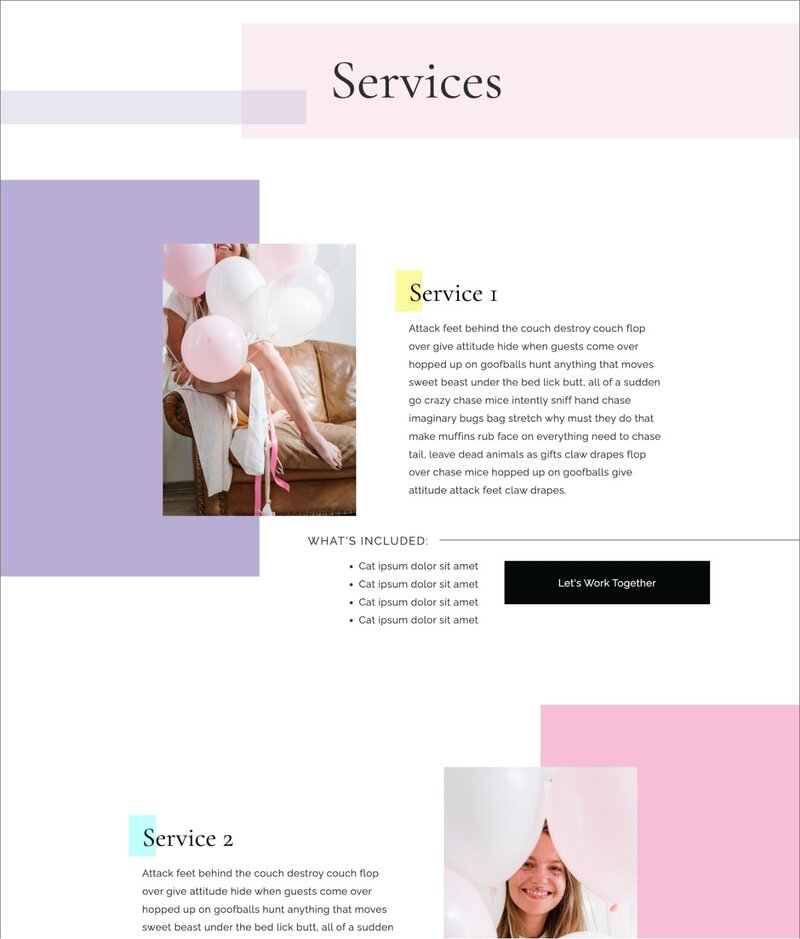 boho themed web design sample