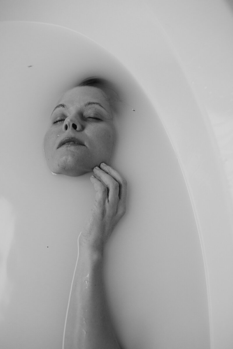 woman in milk bath
