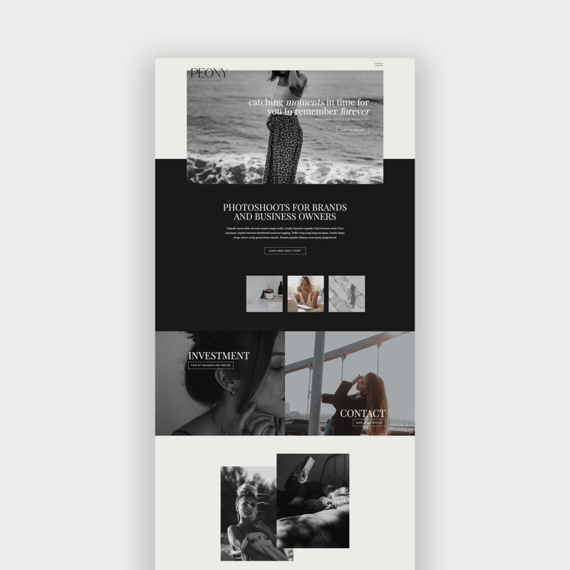 Showit website template designed for photographers