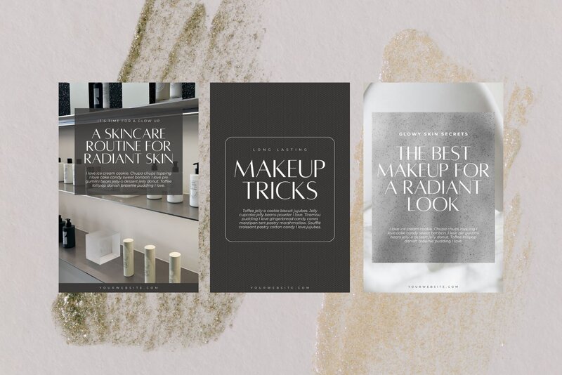 Pinterest templates designed for beauty bloggers, edit in Canva