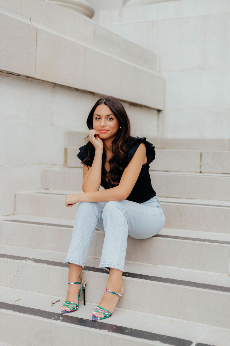 girl sitting on steps
