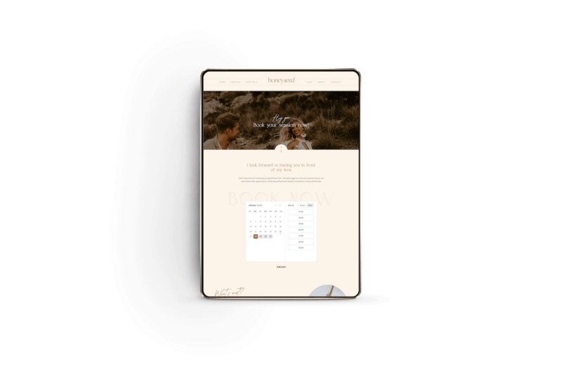 Boho Showit booking page for photographers