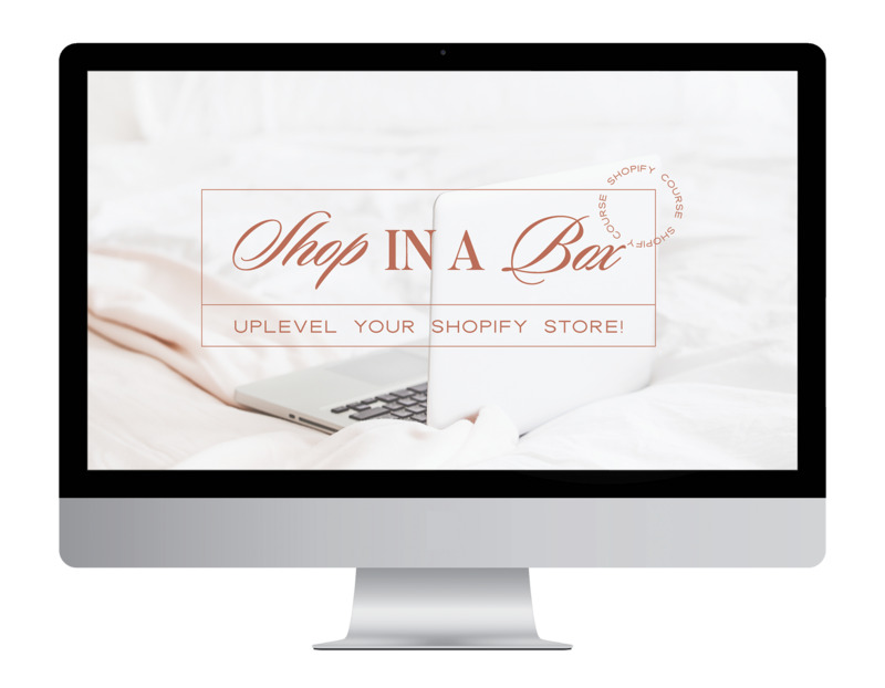 Photo of Shop In A Box, the Shopify Course for ECommerce Businesses mocked up on a desktop.