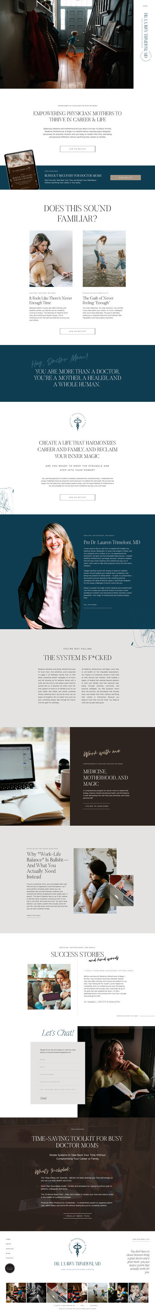 Full site template of The Witch Curious showcasing the entire home page design with holistic branding, serene colors, and a minimalist layout for spiritual wellness entrepreneurs.