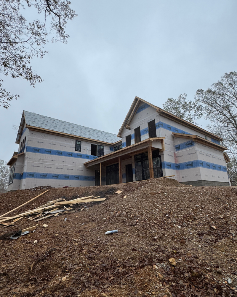 Custom home in the building process.