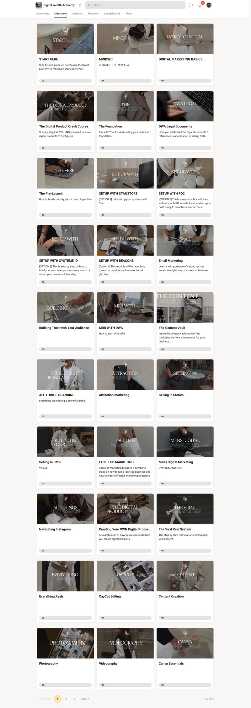 Screenshot of Digital Wealth Academy course