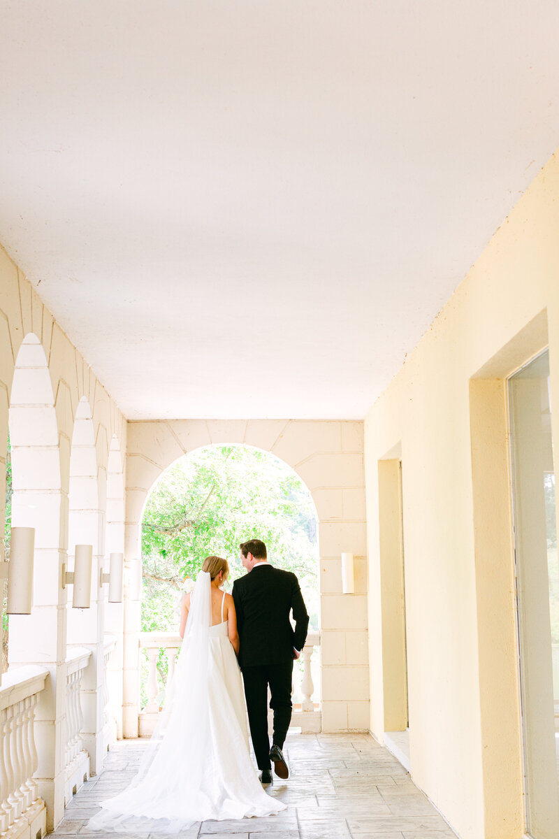 bride and groom walking