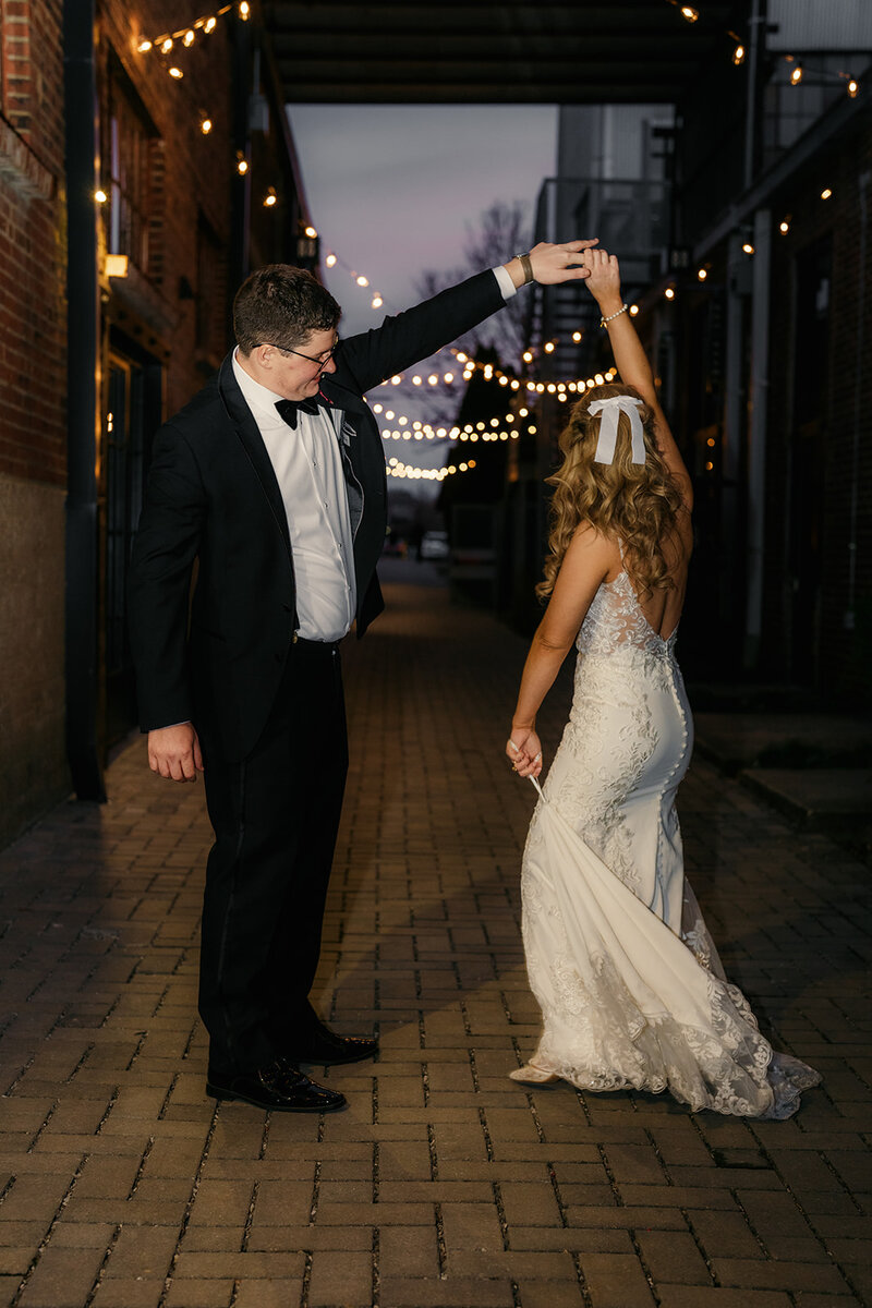 candid moment with bride and groom in nashville