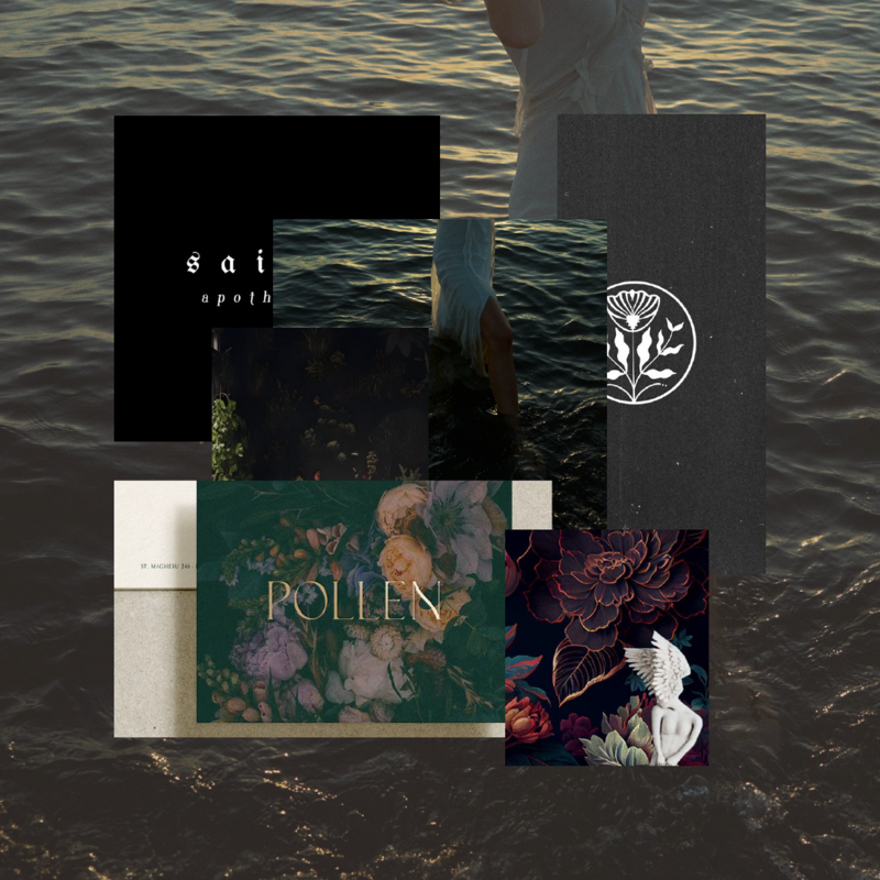 Modern, feminine branding moodboard for Vamp Cosmetic