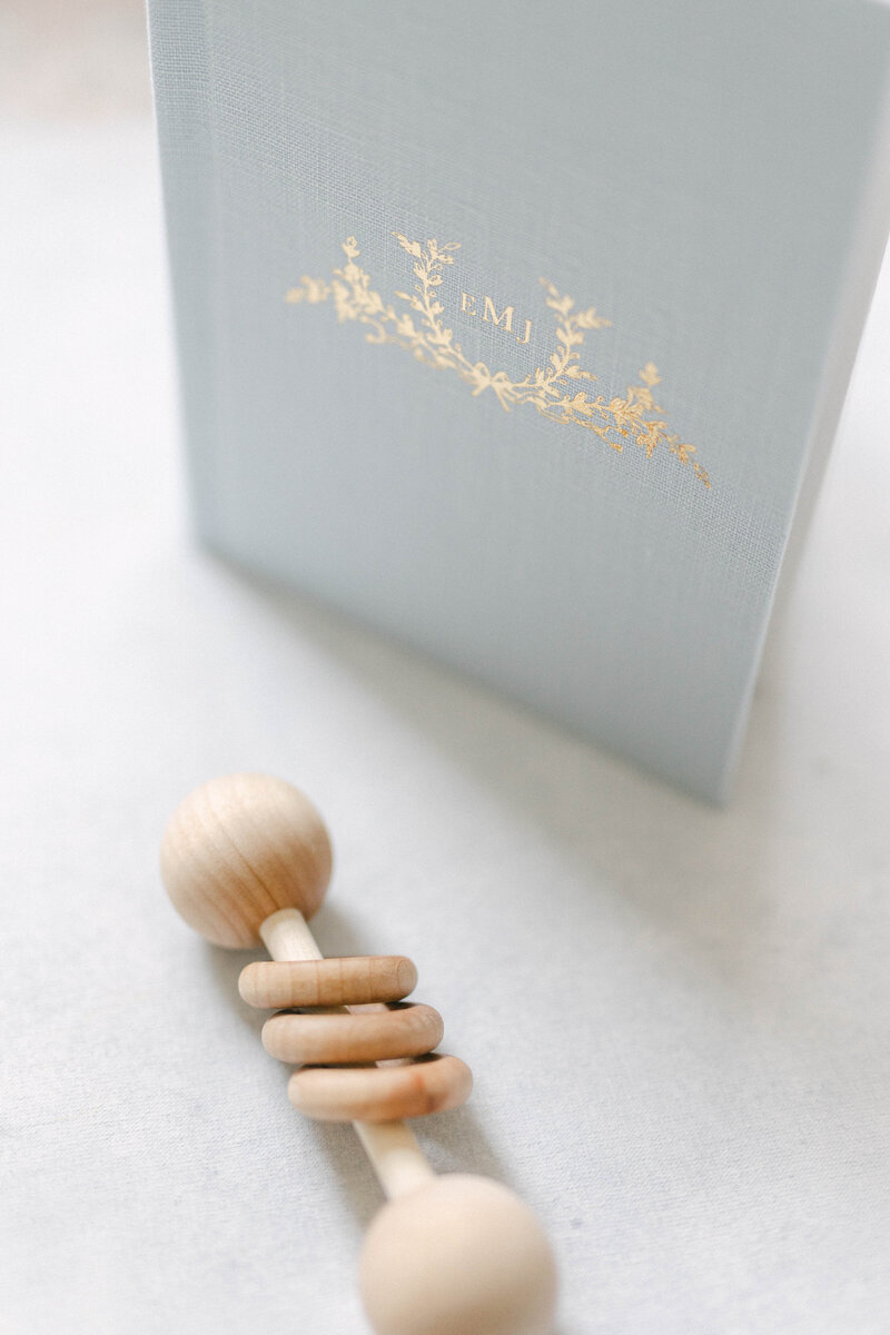 fine art blue linen heirloom album knoxville tennessee newborn photographer