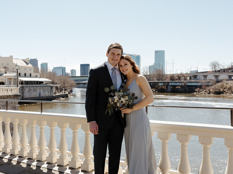 groom and sister at Water Works wedding in Philadelphia