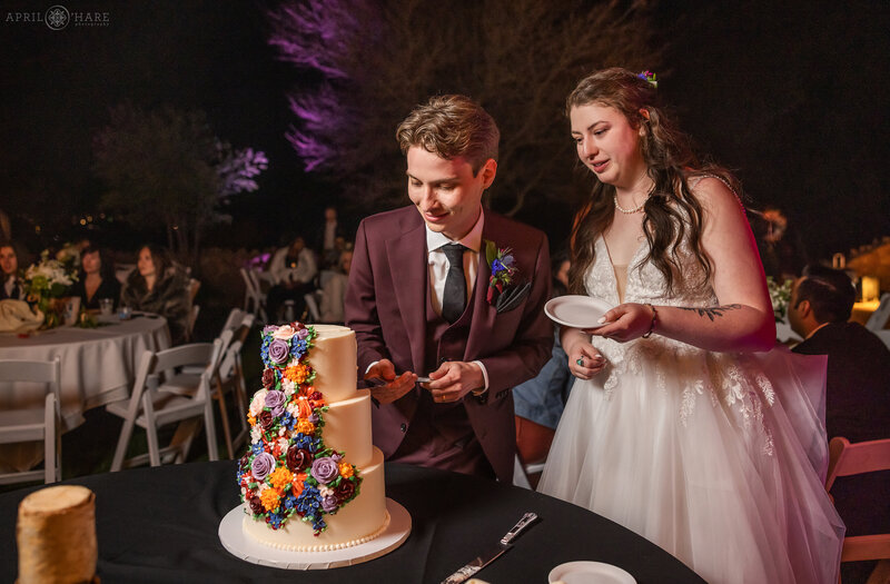 Cake Cutting Wedding Photo at Red Rocks Trading Post