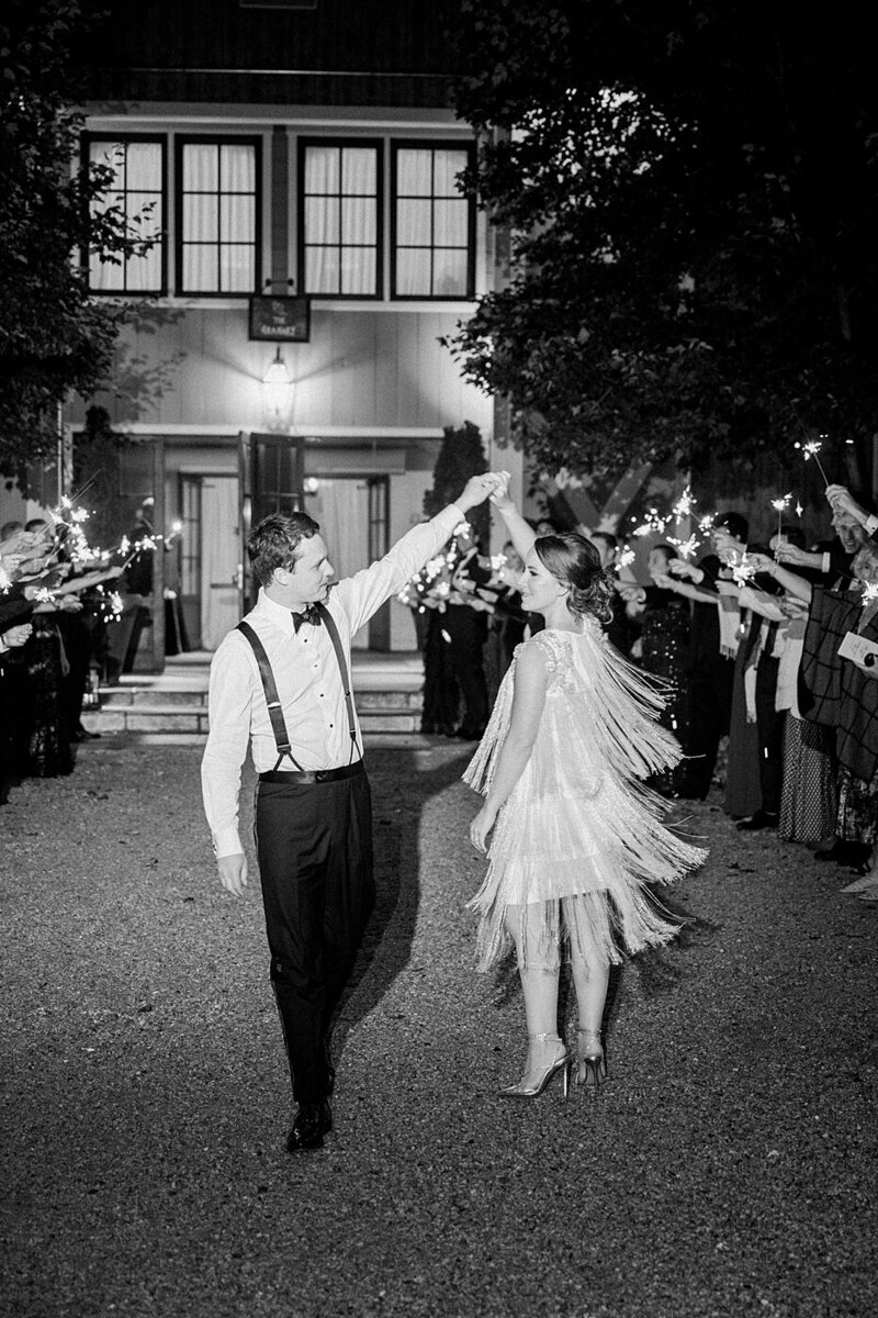 Bride and groom sparkler exit at Pippin Hill Vineyard