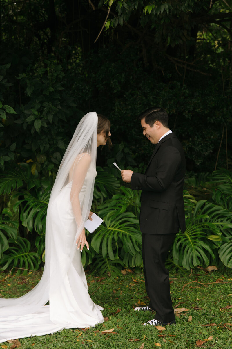 Bride and groom private vows
