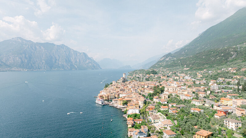 Aerial drone image of Lake Garda we took while working a wedding there.