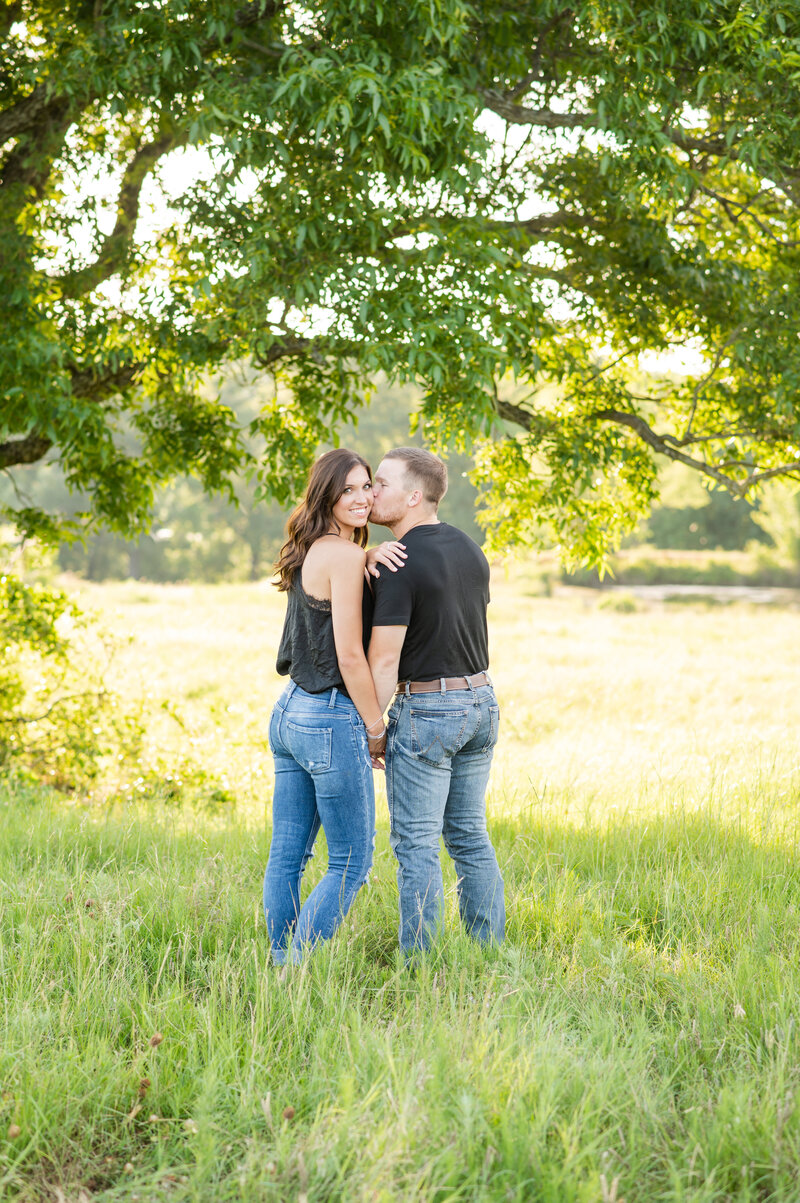 summer engagement session in field Decatur Texas