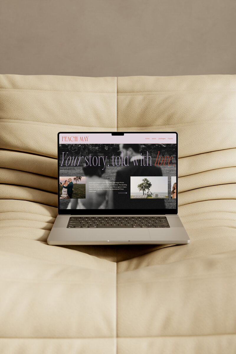 peach may couch laptop mockup