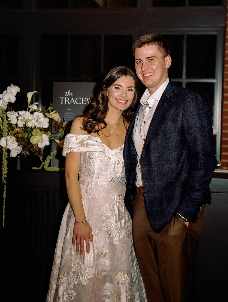 Burgundy and green modern welcome party and rehearsal dinner at Ritz-Carlton Georgetown DC