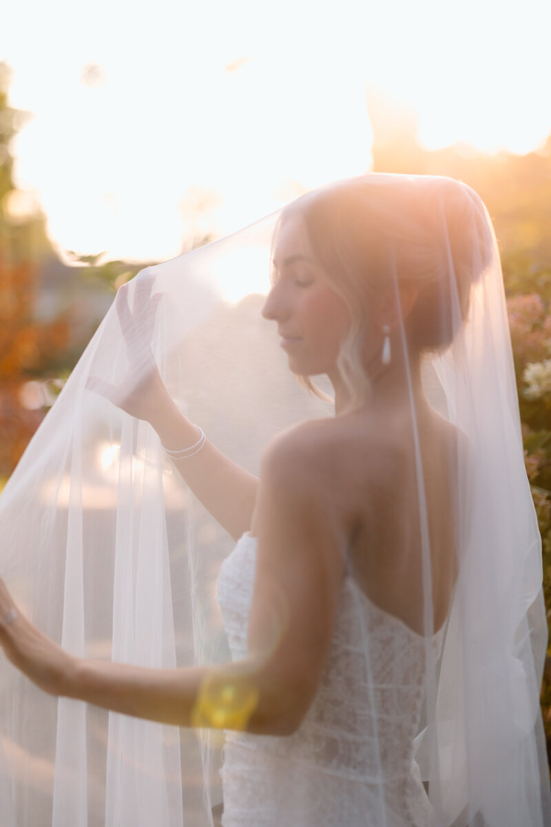 Elegant bridal portrait with soft, neutral tones
