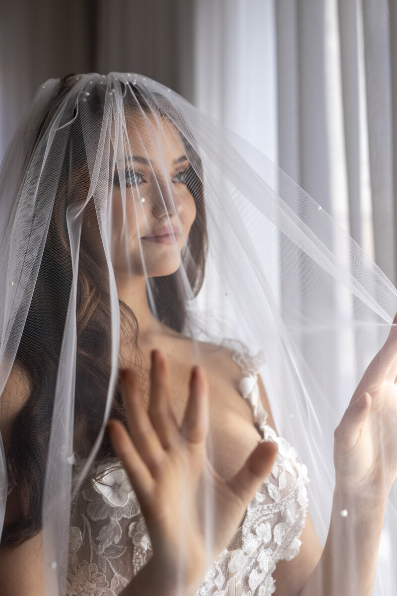 Bride in bridal suite Melbourne before wedding ceremony