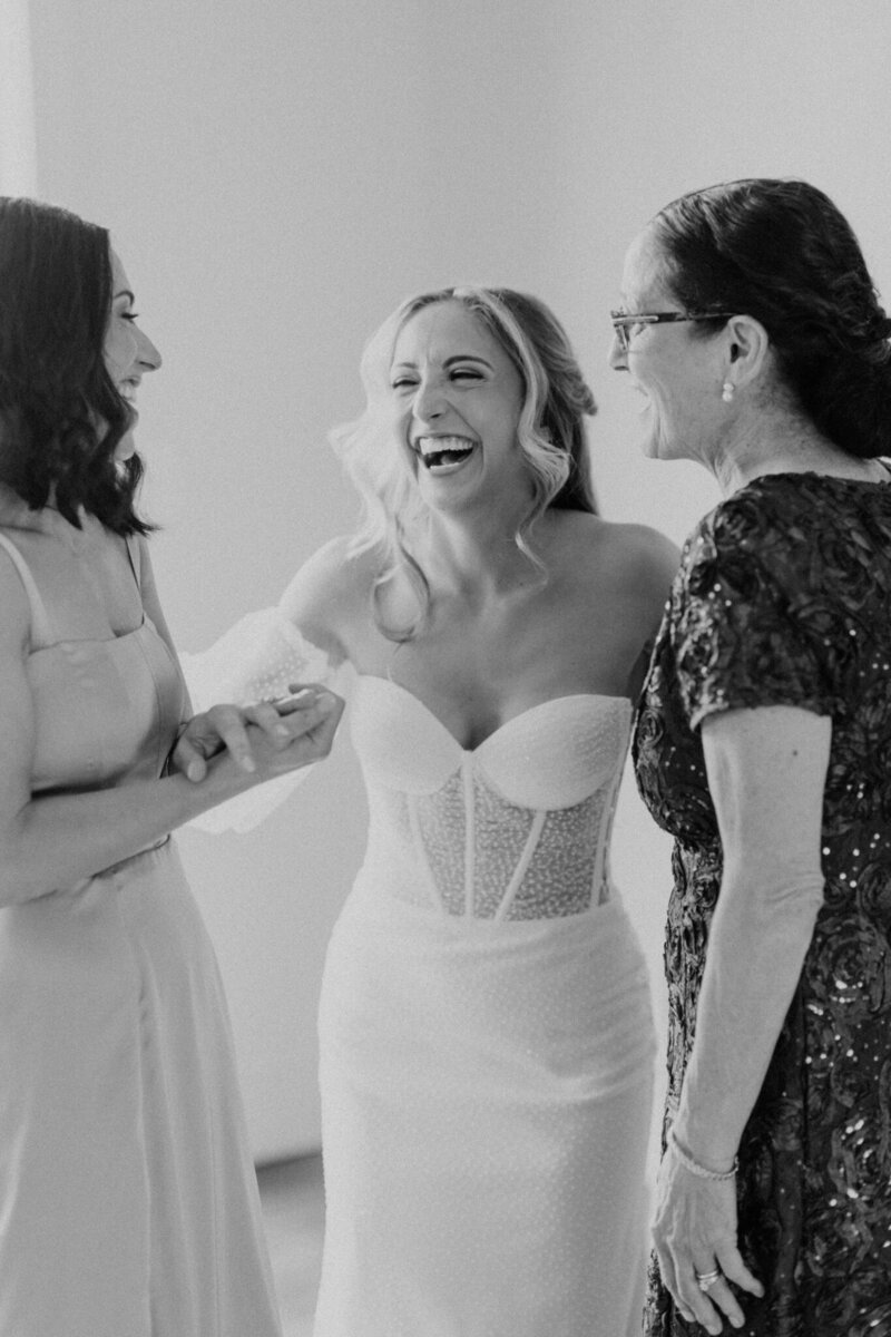 bride laughing at a destination wedding