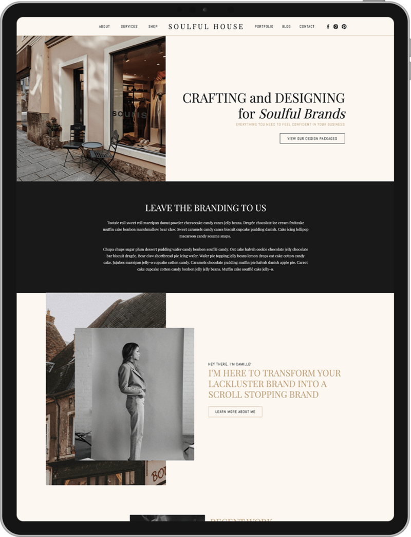 Showit website template for designers and service providers
