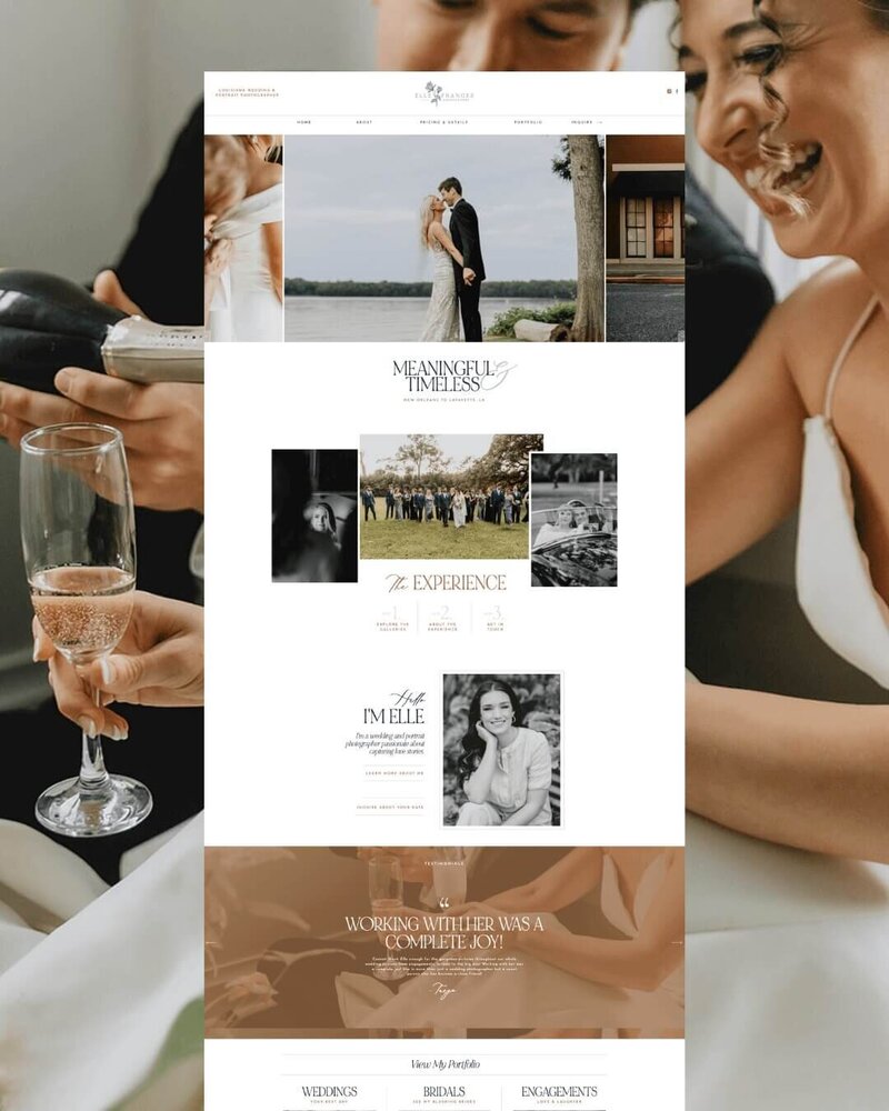 Website design showit template for Wedding Photographer