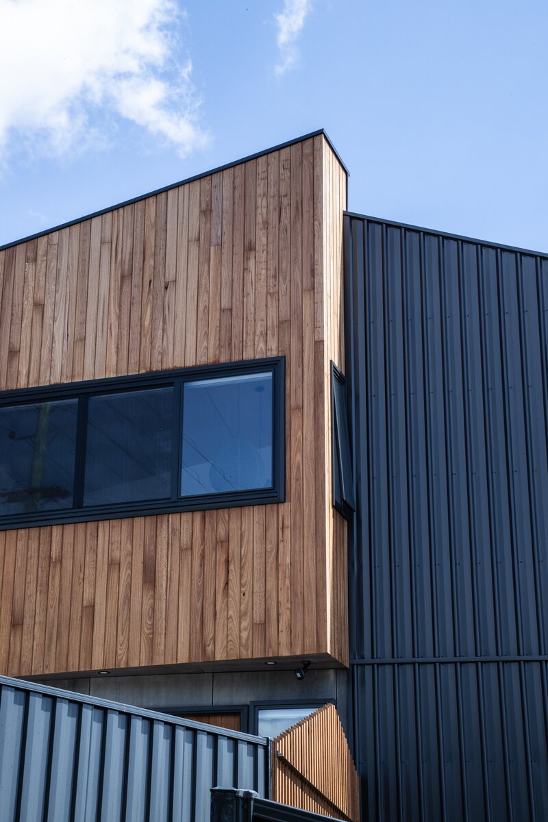 exterior wood and metal cladding