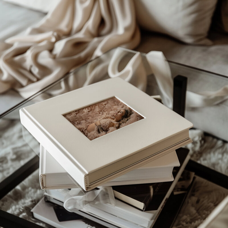 Cream heirloom photo album that Jenni Nikki offers to her Woodstock clients