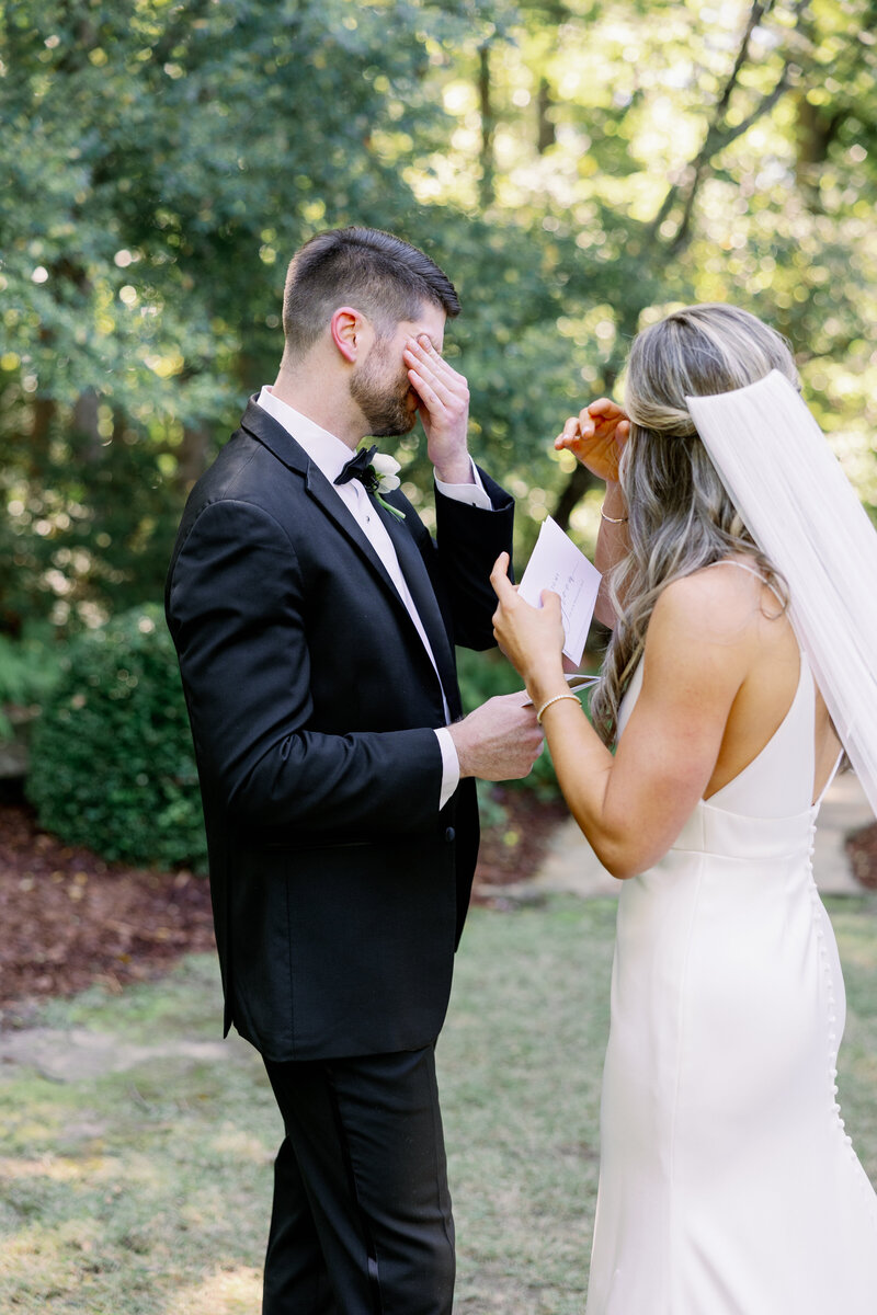 First Look Bride and Groom Couple in Vestavia Hills, Alabama