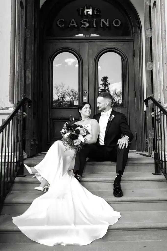 Bride and groom at canfield casino