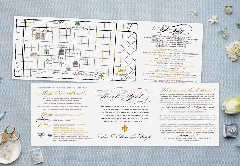 New Orleans French Quarter Wedding Map and Scavenger Hunt with Itinerary