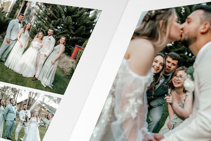 Large 14x10 fine art wedding album with luxury finishes and panoramic spreads, designed to showcase wedding photos by Zanthe Vorsatz Photography.