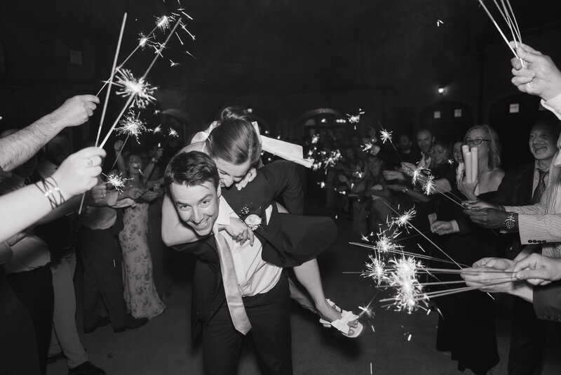 Sparkler exit in Greensboro North Carolina Wedding