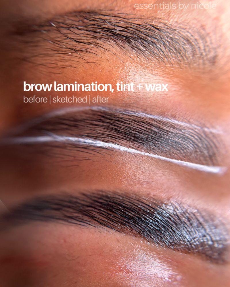 natural looking brow lamination and brow tinting and brow waxing by Nicole Essentials by Nicole in West Springfield MA