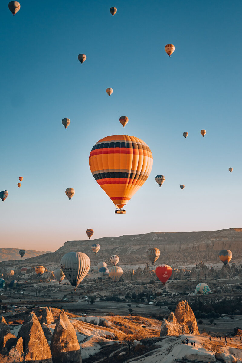 Hot air balloons ride over Turkey’s iconic Cappadocia