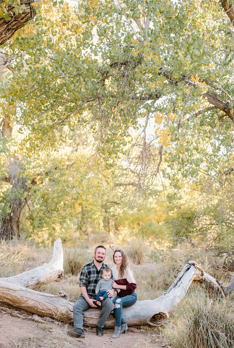 family photo in the bosque in albuquerque