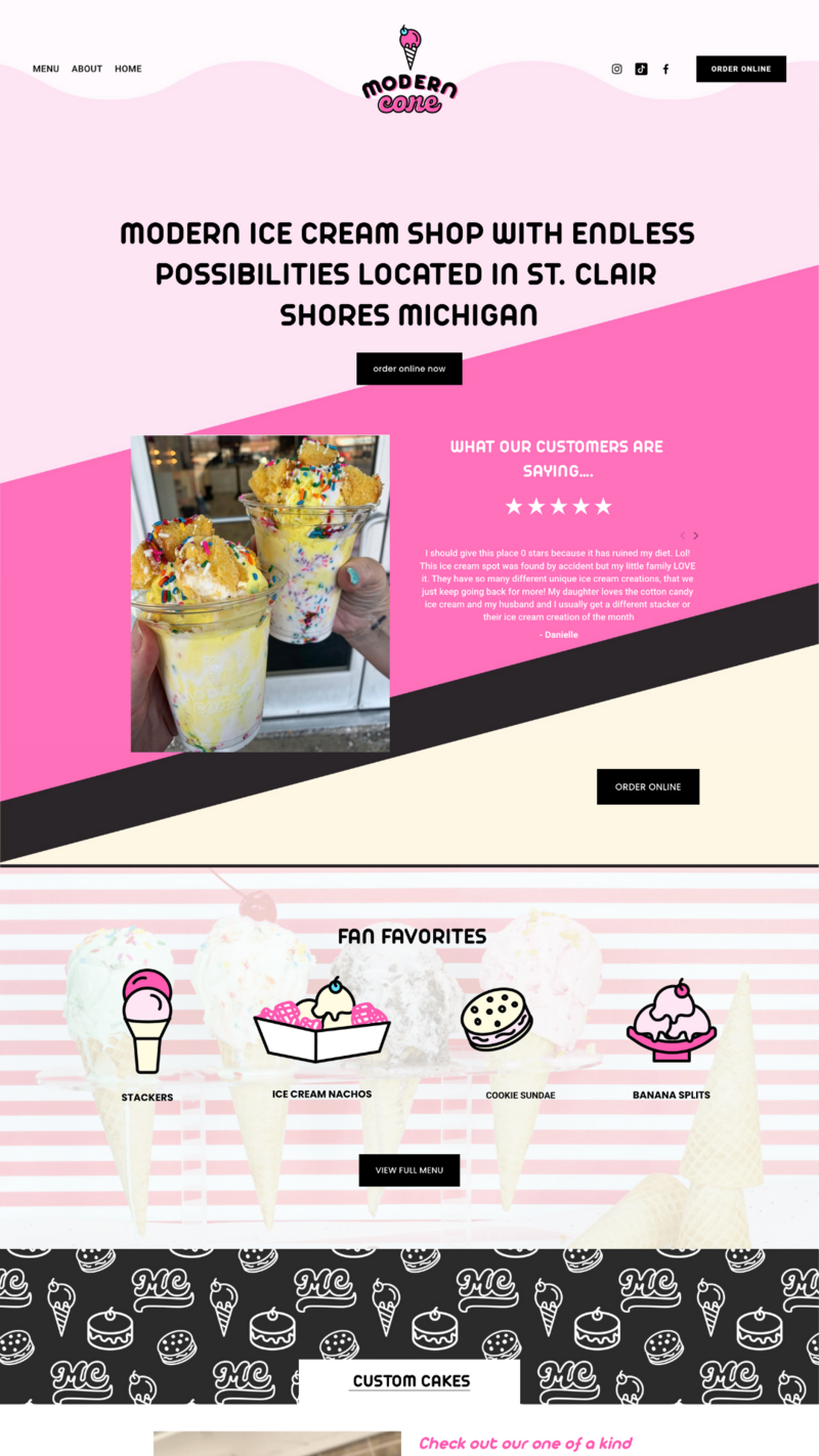 Ice cream shop website design