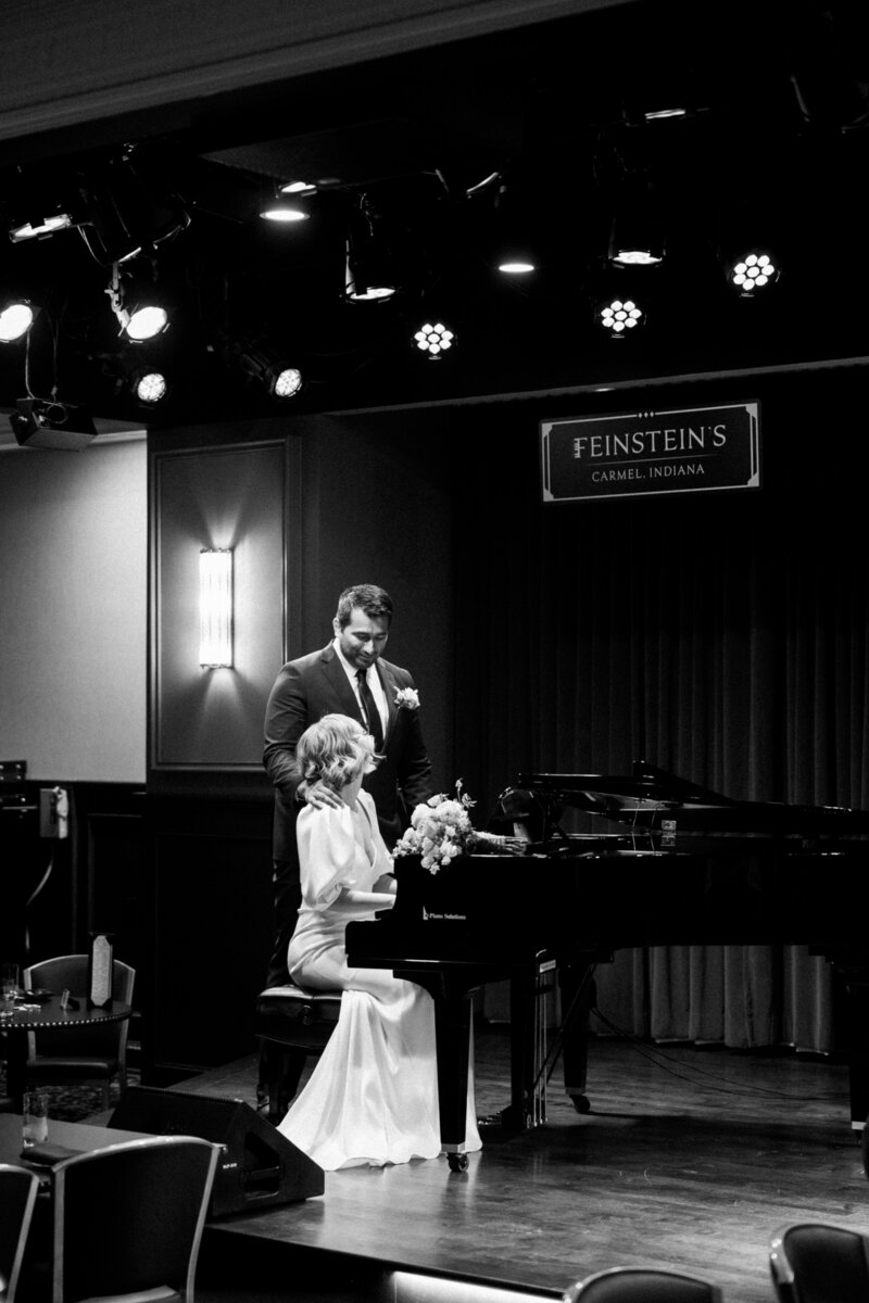 Indiana_Michigan_Wedding Planner_Hotel Carmichael_Carmel Indiana_Wedding Day Editorial_Husband & Wife_Piano