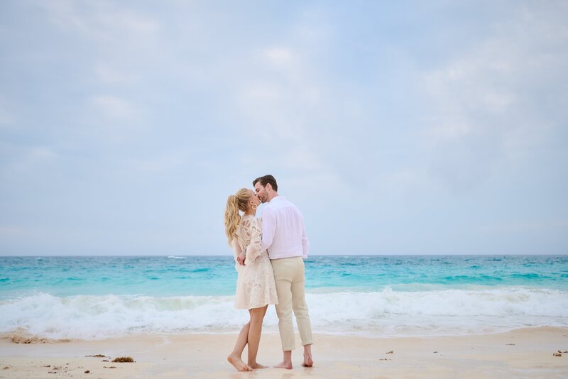 Bermuda Wedding Bermuda Bride Groom and Bride Kiss Beach Ocean View