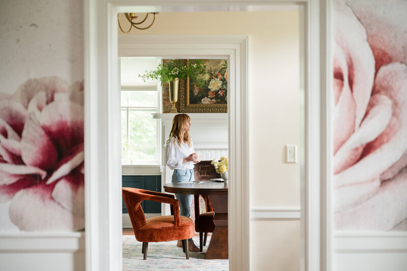 Florist and garden designer in her home for a brand photoshoot in Dayton OH
