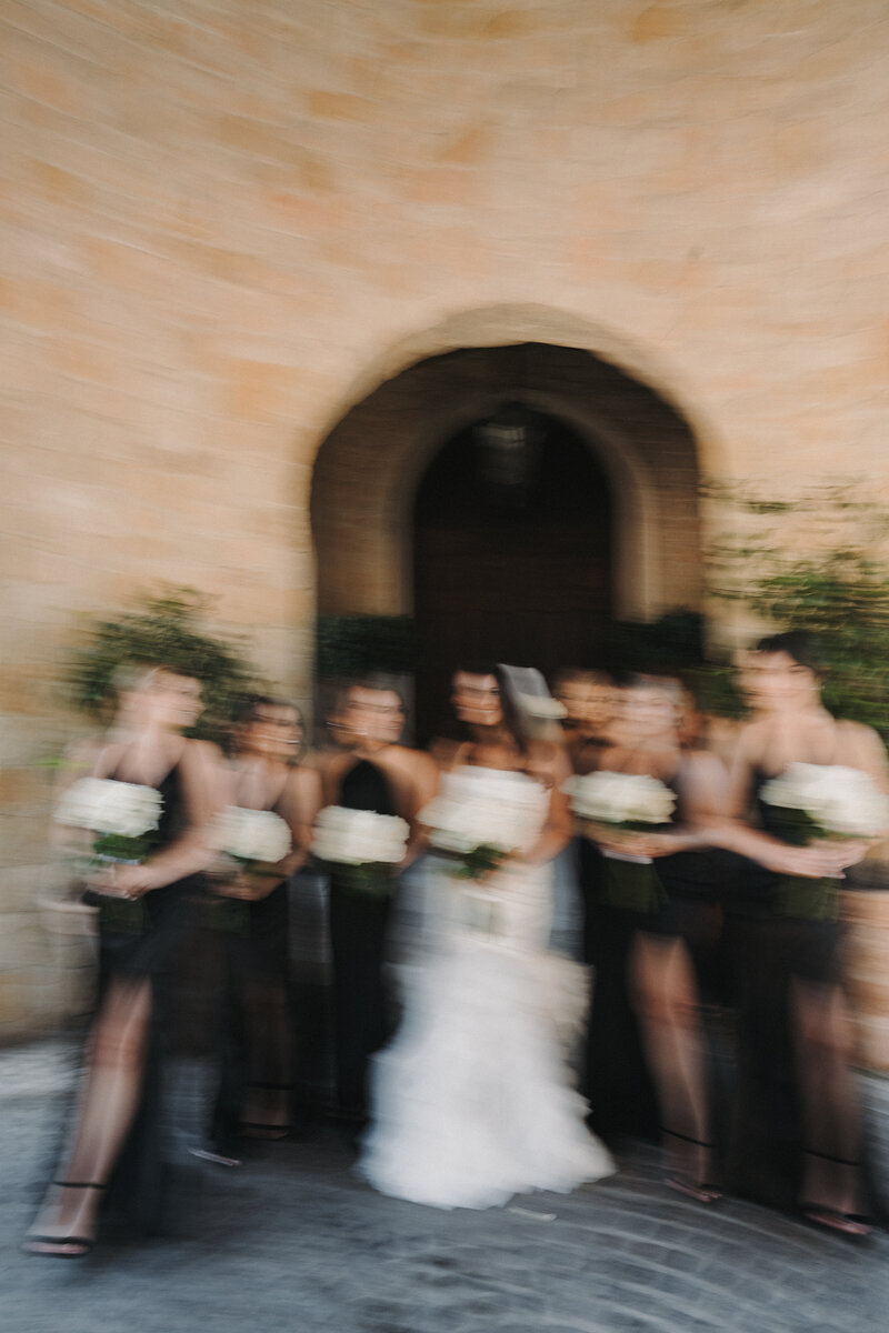 timeless film inspired blurry wedding photo ideas bridal party vintage wedding aesthetic photography | Vivian Fox Photography