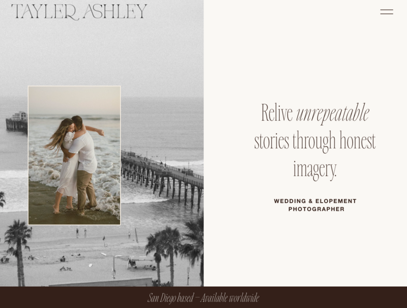 Tayler Ashley Home Page Screenshot - Woven Copy Studio